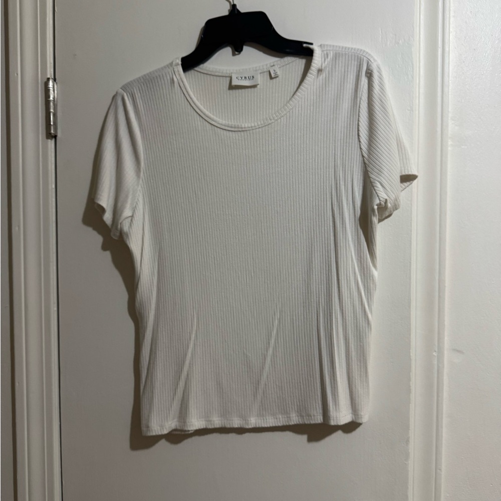 Cyrus Cream Ribbed Short Sleeve Tee